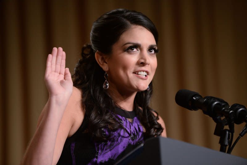 Cecily Strong speaks at the White House Correspondents' Association Gala in 2015. File Photo by Olivier Douliery/UPI