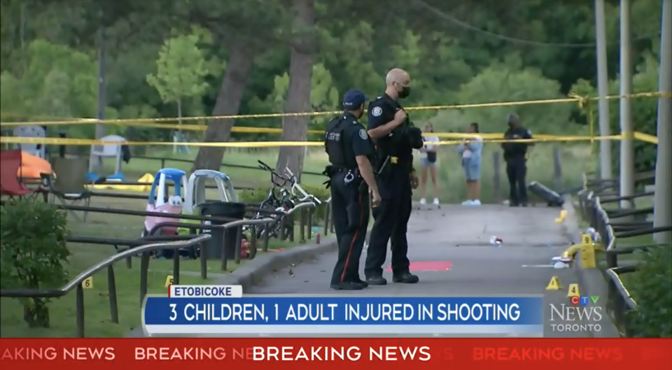 Three children and a man were shot at a one-year-old's birthday party. Source: CTV News
