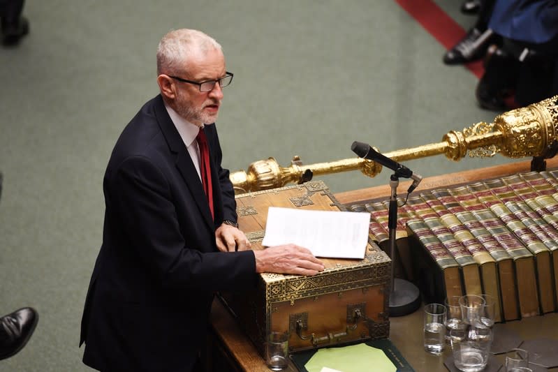 Britain's opposition Labour Party Leader Jeremy Corbyn is seen at the House of Commons in London