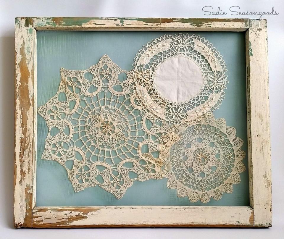 Turn vintage doilies into framed art.