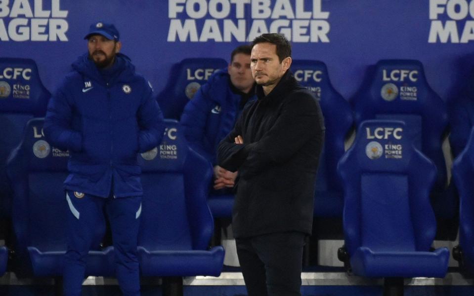 Chelsea's manager Frank Lampard watches during the English Premier League soccer match between Leicester City and Chelsea FC in Leicester, Britain, 19 January 2021. Leicester City vs Chelsea FC, United Kingdom.  - SHUTTERSTOCK