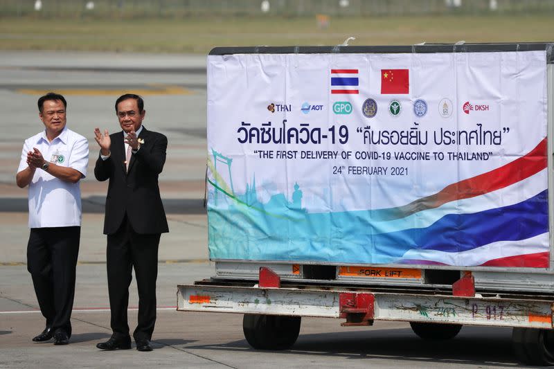 Arrival of a shipment of 200,000 doses of the Sinovac coronavirus disease (COVID-19) vaccine at Bangkok's Suvarnabhumi International Airport