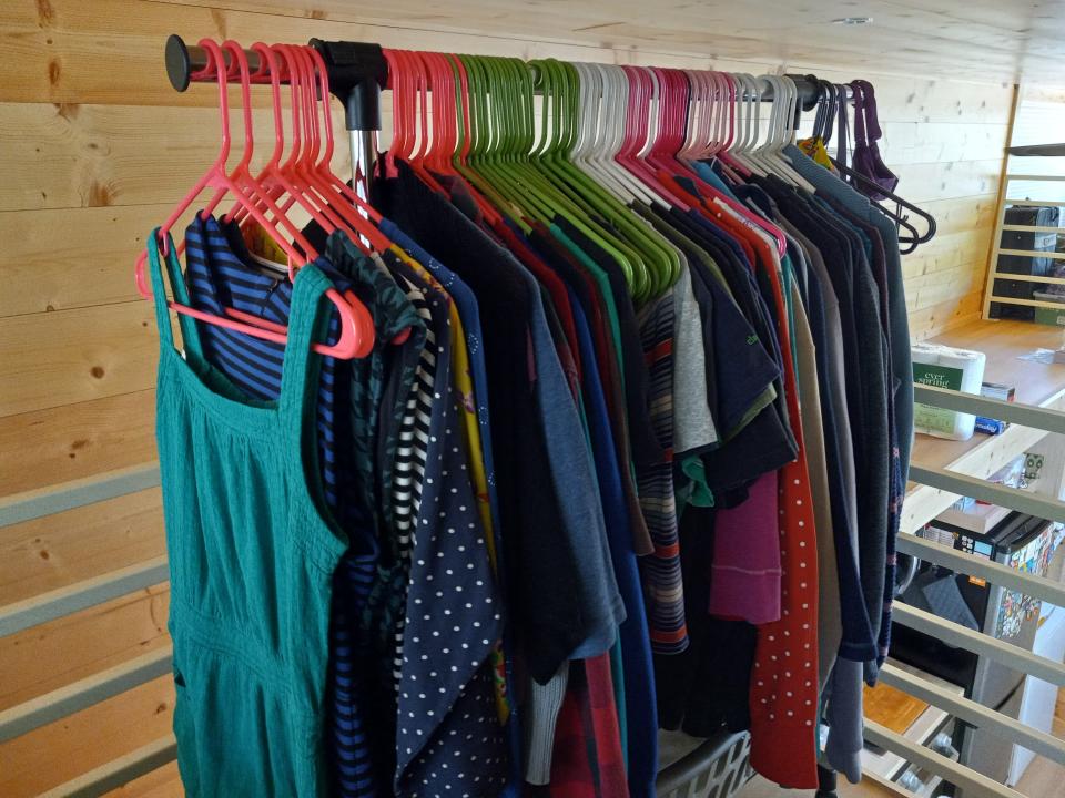 clothes on a rack