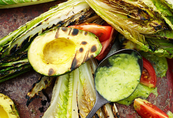 Though they're most often served raw, avocados take to the grill wonderfully. Even if yours seem overripe, a quick run over a hot grate will help them firm up on the outside (and they'll still stay soft on the inside). Combined with grilled romaine hearts and topped with a creamy avocado-based green goddess dressing, this salad is a fantastic mix of smoky and fresh, crunchy and soft.  <b>Get the recipe: <a href="http://www.oprah.com/food/Grilled-Avocado-Salad-with-Green-Goddess-Dressing-Recipe" target="_blank">Grilled Avocado Salad with Green Goddess Dressing</a></b>