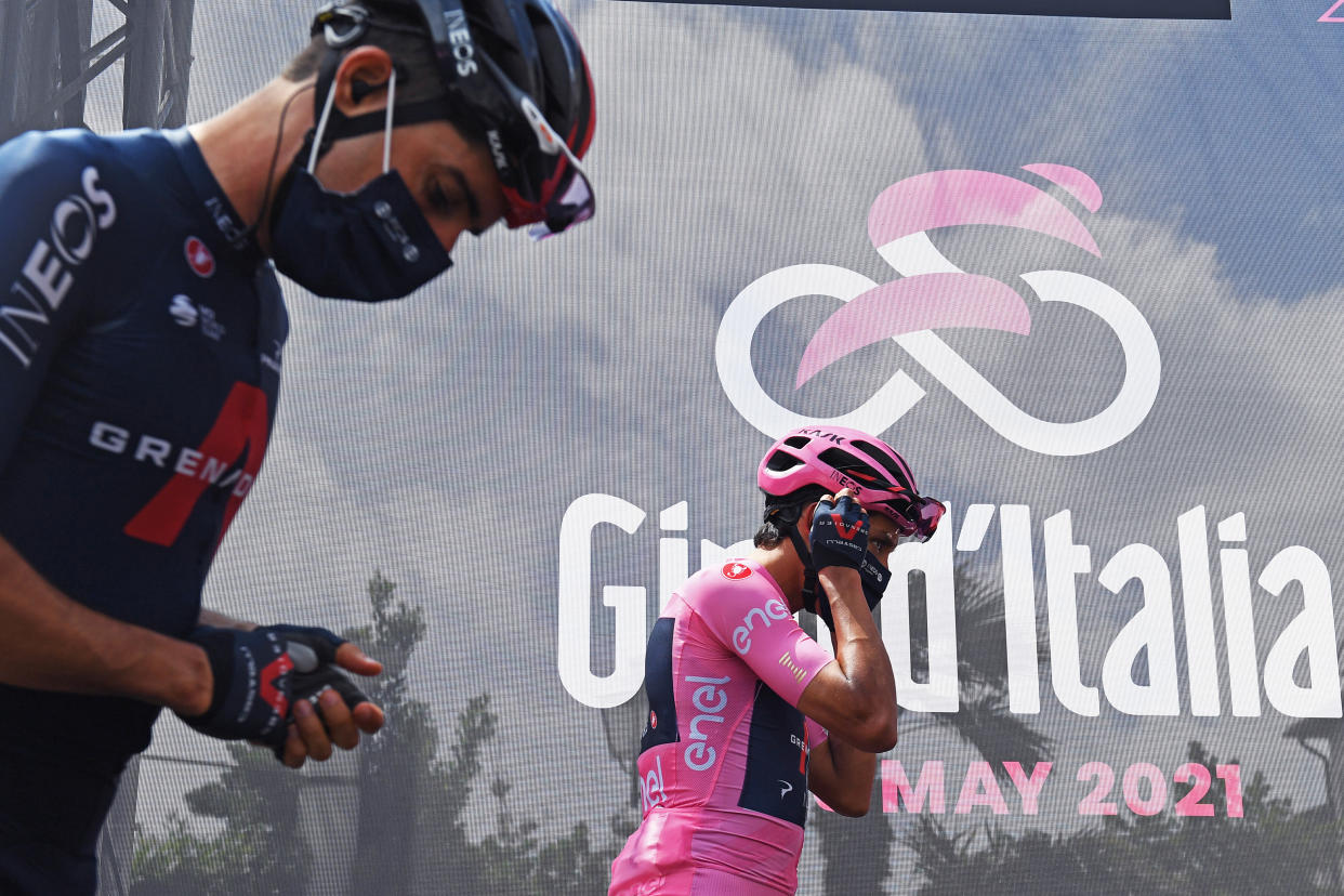 GORIZIA, ITALY - MAY 23: Egan Arley Bernal Gomez of Colombia and Team INEOS Grenadiers Pink Leader Jersey at start during the 104th Giro d'Italia 2021, Stage 15 a 147km stage from Grado to Gorizia /  #UCIworldtour / @girodiitalia / #Giro / on May 23, 2021 in Gorizia, Italy. (Photo by Tim de Waele/Getty Images)