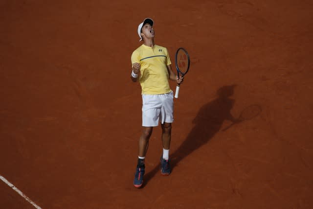 Daniel Altmaier screams roars after winning a point against Matteo Berrettini