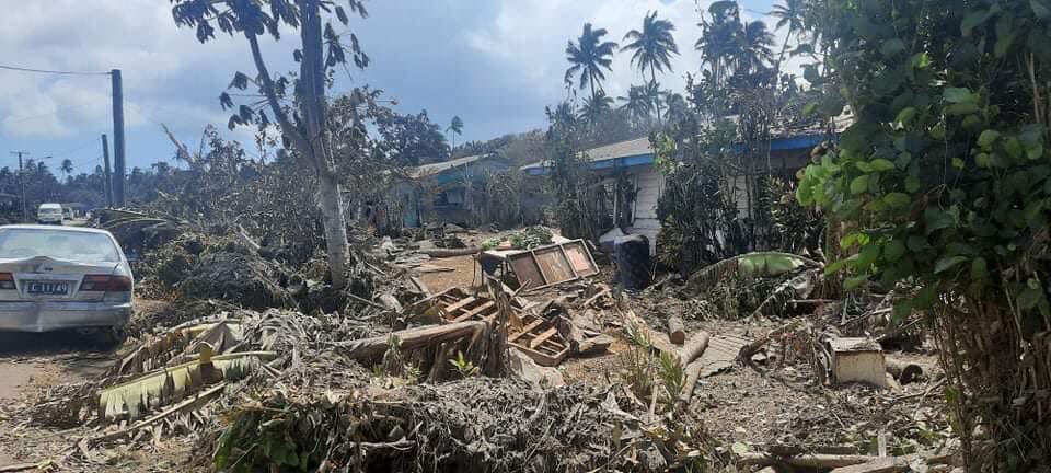 Debris seen roadside in Nukuʻalofa, Tonga, after a volcanic eruption.