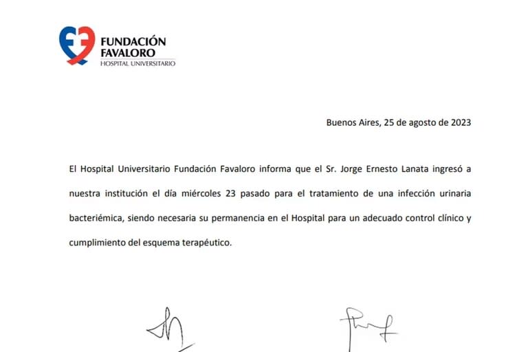 El comunicado de la Fundación Favaloro sobre la salud de Jorge Lanata