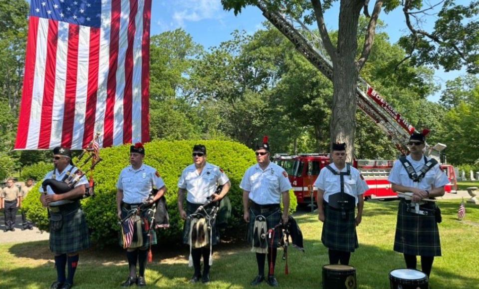 Dozens turned out for the 130th Firefighters Memorial procession on Sunday in Jamaica Plain to honor firefighters “who proudly served,” the Boston Fire Department said.