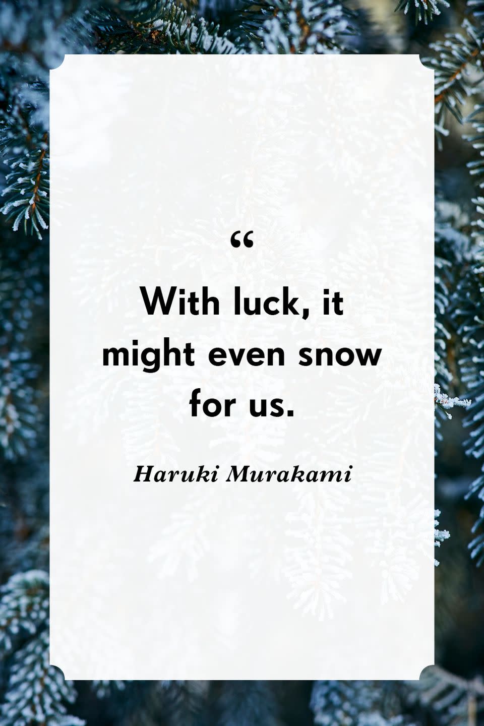 <p>“With luck, it might even snow for us.”</p>