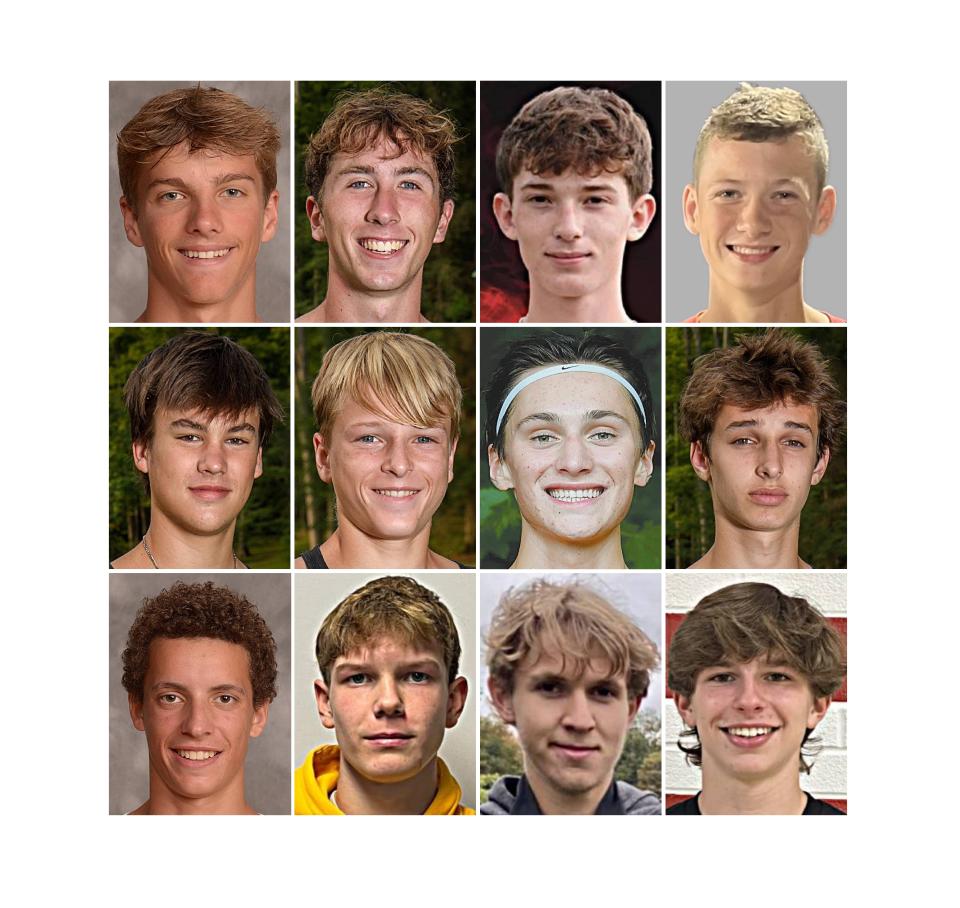 The Erie Times-News District 10 Boys Cross Country All-Stars include, top row, from left: McDowell's Kamden Kramer, Grove City's MJ Pottinger, General McLane's Ethan Webb, Hickory's Caden Riethmiller; second row, from left: Grove City's Colsen Frank, Grove City's Isaiah Stauff, Franklin's Caleb Prettyman, Grove City's Timothy Sabella; bottom row, from left: McDowell's Camden Pierce, Fort LeBoeuf's Blake Glass, Warren's Samuel Lindell and Franklin's Jay Prettyman.