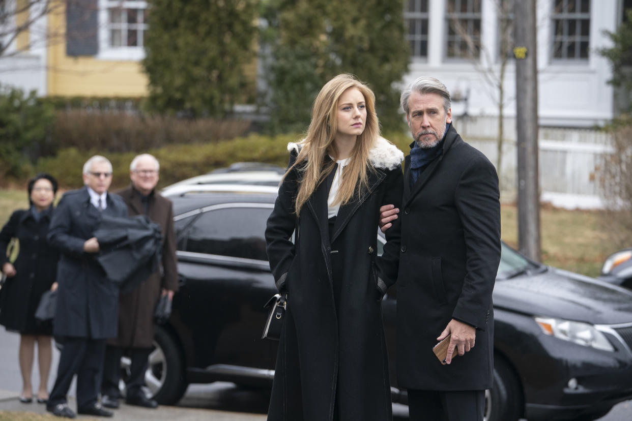 Justine Lupe and Alan Ruck in Succession (Sky)
