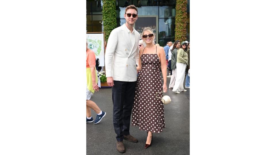 Stuart Broad and Mollie King attend day five of the Wimbledon Tennis Championships at the All England Lawn Tennis