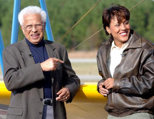 Roberts with her father, Lawrence E. Roberts. “I miss him every day,” she has said of her late father, who was a Tuskegee Airman.