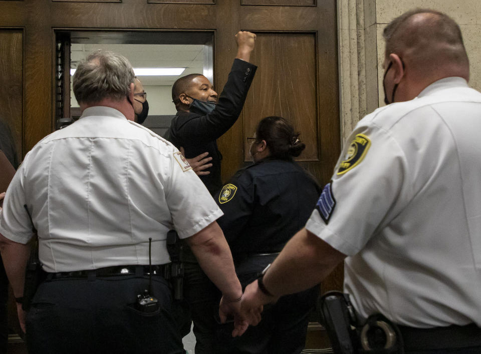 Actor Jussie Smollett appears at his sentencing hearing Thursday, March 10, 2022, at the Leighton Criminal Court Building in Chicago. (Brian Cassella/Chicago Tribune/Tribune News Service via Getty Images)