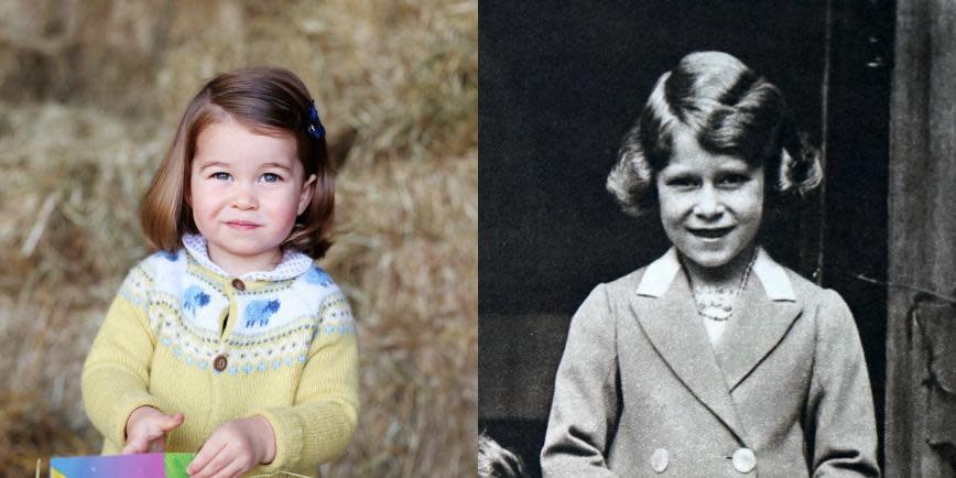 Princess Charlotte and the Queen even have the same hairstyle in this snap.