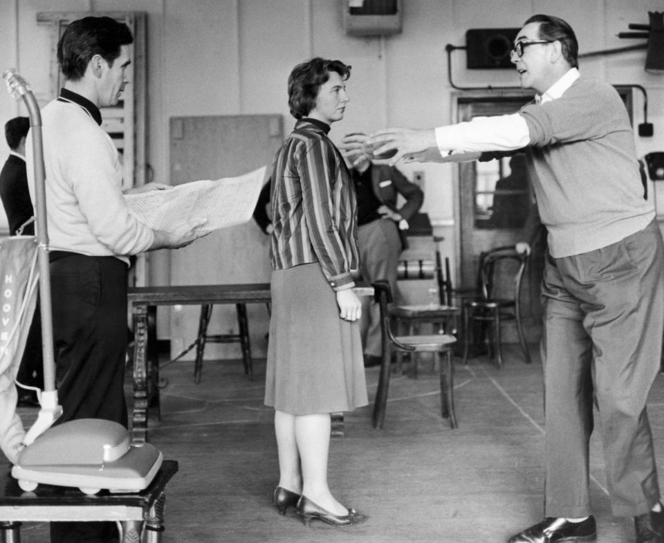 Rehearsing for Malcolm Williamson's opera Our Man in Havana in 1963 with tenor Raymond Nilsson, left, and producer and director John Blatchley