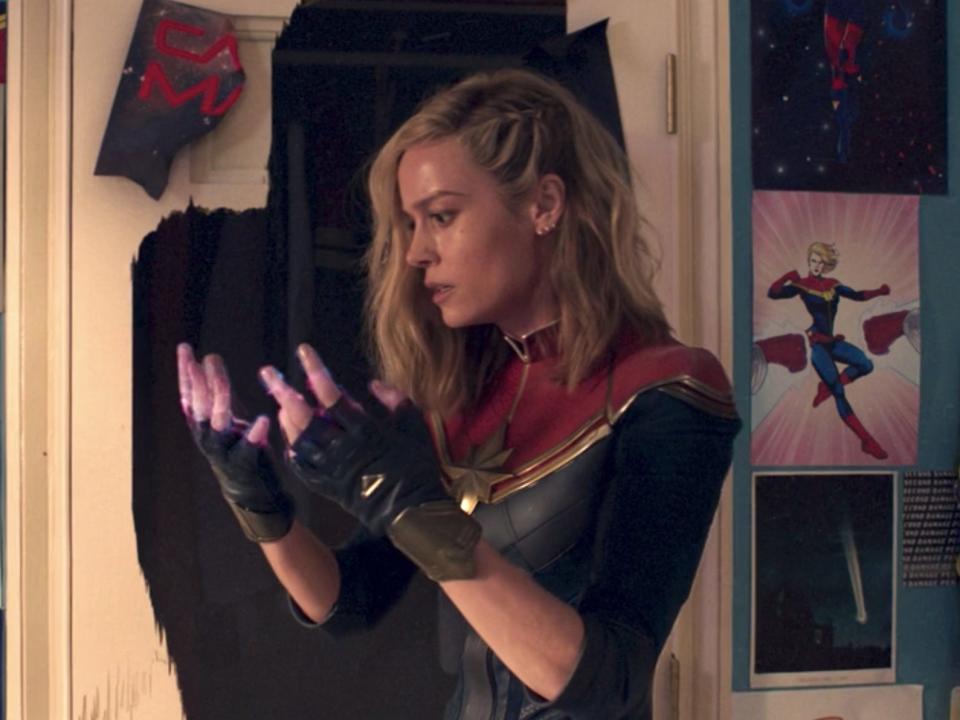 Brie Larson as Carol Danvers/Captain Marvel in the end-credits scene of the "Ms. Marvel" season finale.