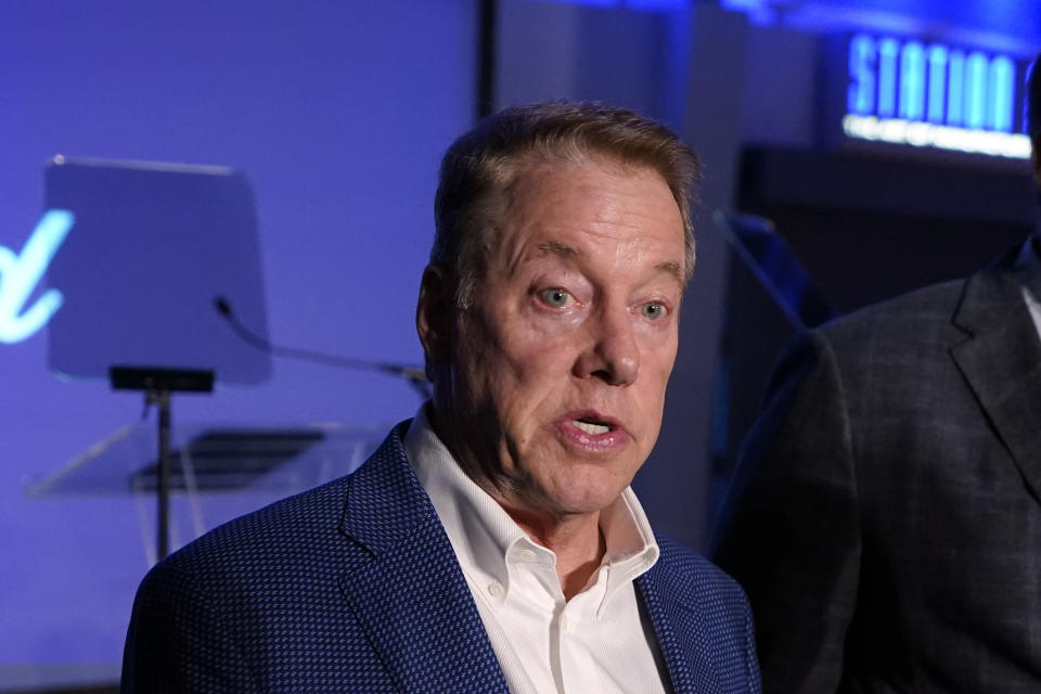 Ford Motor Company Executive Chairman Bill Ford is interviewed before delivering remarks on the future of American manufacturing, Monday, Oct. 16, 2023, in Dearborn, Mich. (AP Photo/Carlos Osorio)