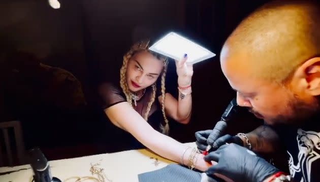 Madonna shared a clip of herself going under the needle for the fifth time (Photo: Instagram/Madonna)