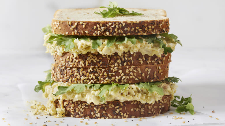 Egg salad sandwich on wheat bread