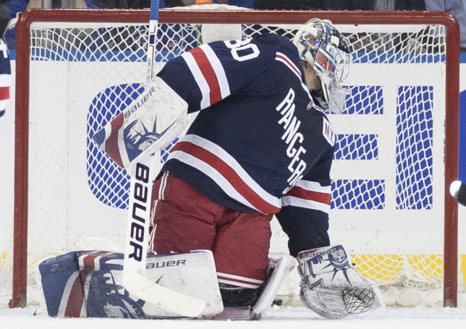 New York Rangers goaltender Henrik Lundqvist isn’t enough to keep his team competitive. (AP Photo/Mary Altaffer)