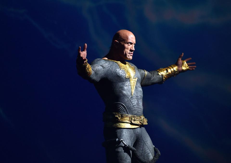 Dwayne Johnson suited up as Black Adam for his Comic-Con appearance.