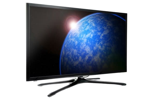 Flat-panel TV showing a planet and sun
