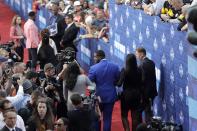 <p>Alabama’s Cam Robinson arrives for the first round of the 2017 NFL football draft, Thursday, April 27, 2017, in Philadelphia. (AP Photo/Julio Cortez) </p>