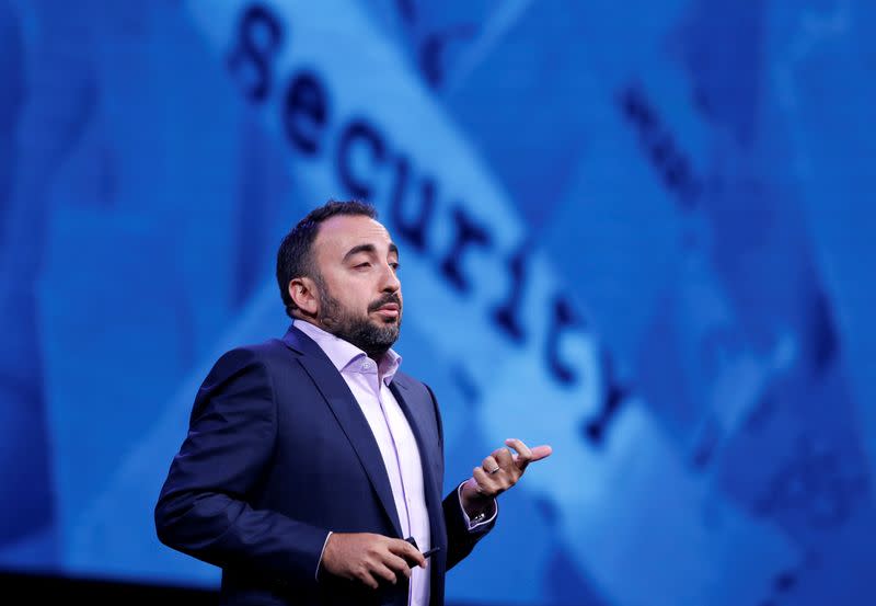 Facebook CSO Alex Stamos gives a keynote address during the Black Hat information security conference in Las Vegas