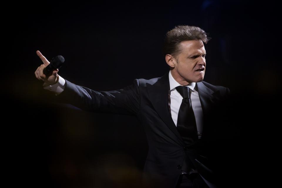 Luis Miguel performs at his first of two concerts at the Don Haskins Center in El Paso of his 2024 tour on Wednesday, May 1, 2024.