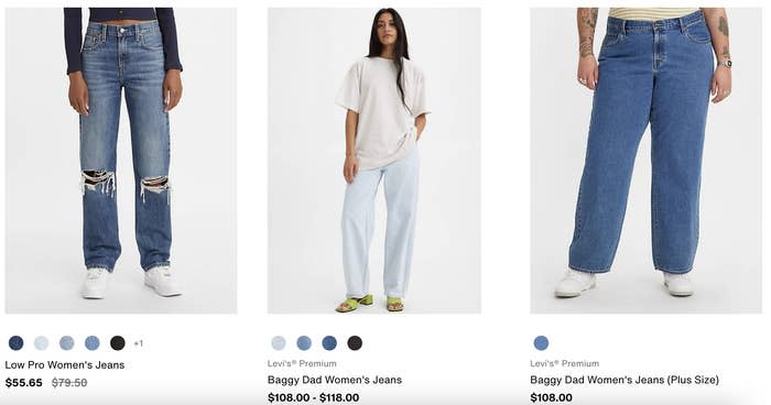Levi's jeans adversited on their site