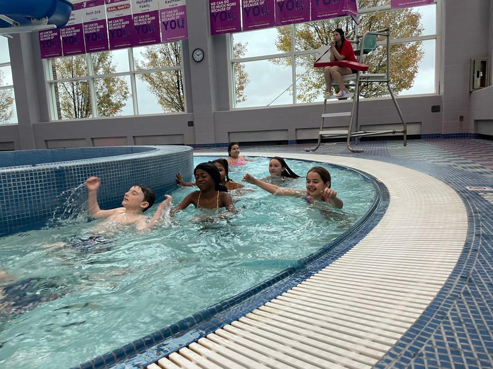 Crull Elementary fourth graders enjoy open swim in the recreation pool at the YMCA on Nov. 17, 2023.