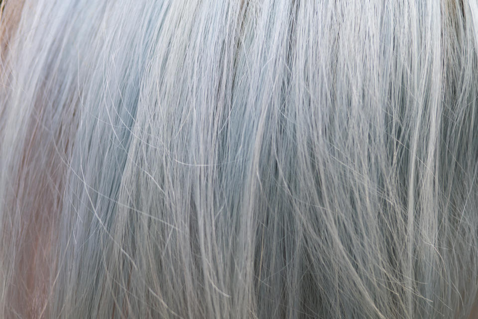 Close-up of light-colored hair with a silky texture