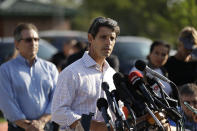 <p>Richard Rennard, president of acrylic monomers, America for Arkema Inc. speaks during a news conference Thursday, Aug. 31, 2017, in Crosby, Texas. (Photo: Gregory Bull/AP) </p>