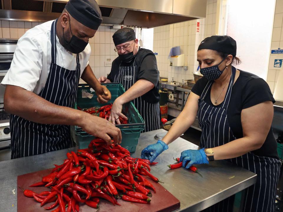 The team at Scottish House, London, where meals for our Help the Hungry campaign are currently prepared (NIGEL HOWARD)