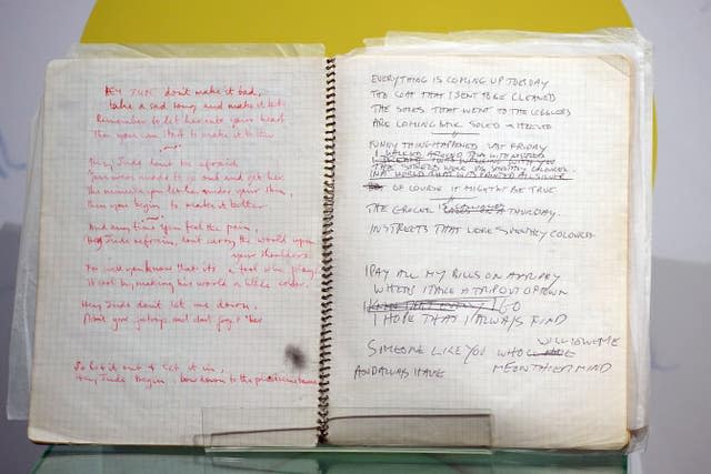 Paul McCartney's handwritten lyrics to “Here, There and Everywhere