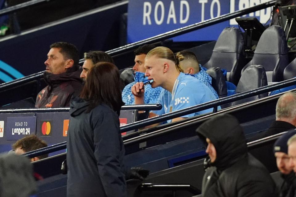 Erling Haaland is a doubt for Manchester City after being substituted against Real Madrid (Mike Egerton/PA) (PA Wire)