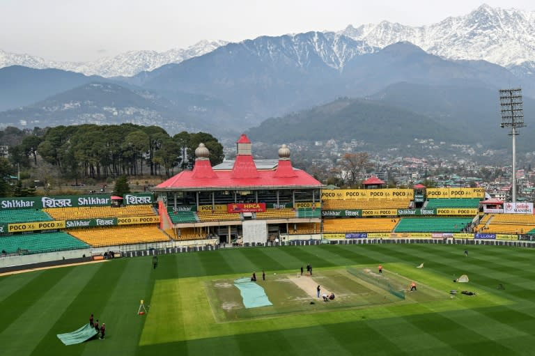 Northern India's hill town of Dharamsala -- the de facto capital of exiled Tibetans and home to their Buddhist spiritual leader, the Dalai Lama -- is also the site of the extraordinary Himachal Pradesh Cricket Association Stadium (Sajjad HUSSAIN)