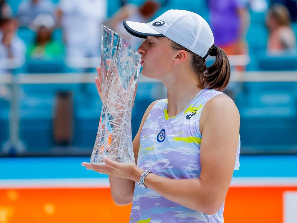 Iga Swiatek beat Naomi Osaka to win the Miami Open this weekend (EPA)