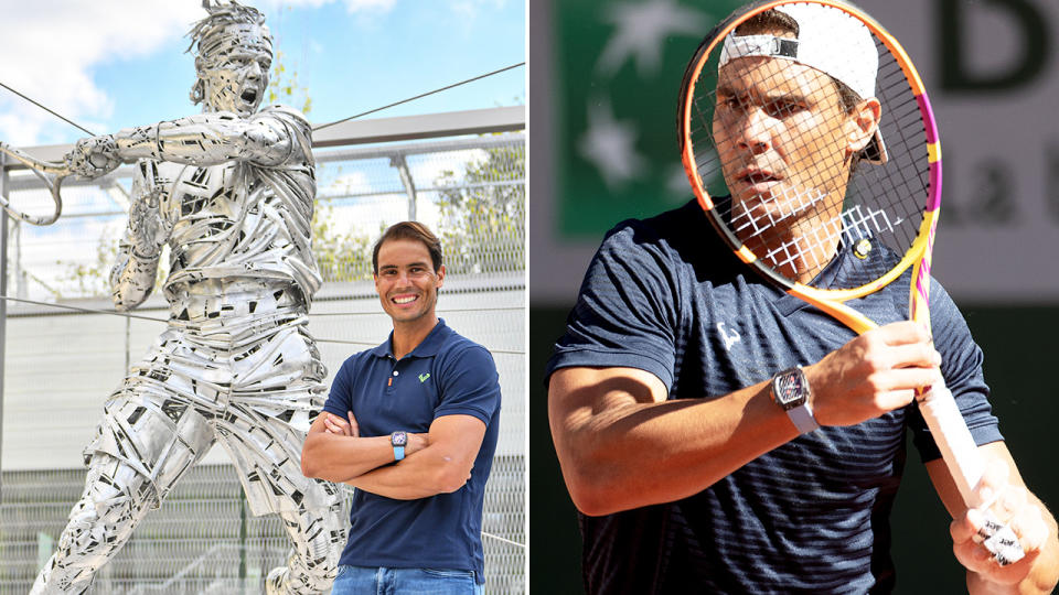 Rafael Nadal's statue, pictured here after being unveiled at Roland Garros on Thursday.