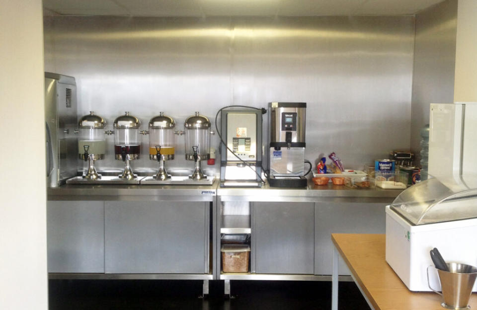 The dining facilities on board the Bibby Stockholm accommodation barge. (PA)