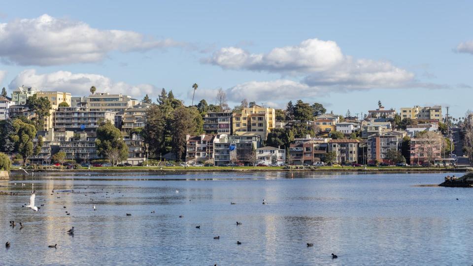 Oakland, CA; Adams Point and Lake Merritt Lakeshore with amazing view.