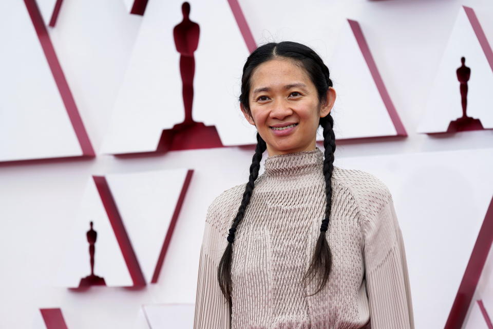 Chloe Zhao arrives at the 93rd Academy Awards, at Union Station, in Los Angeles, U.S., April 25, 2021. Chris Pizzello/Pool via REUTERS