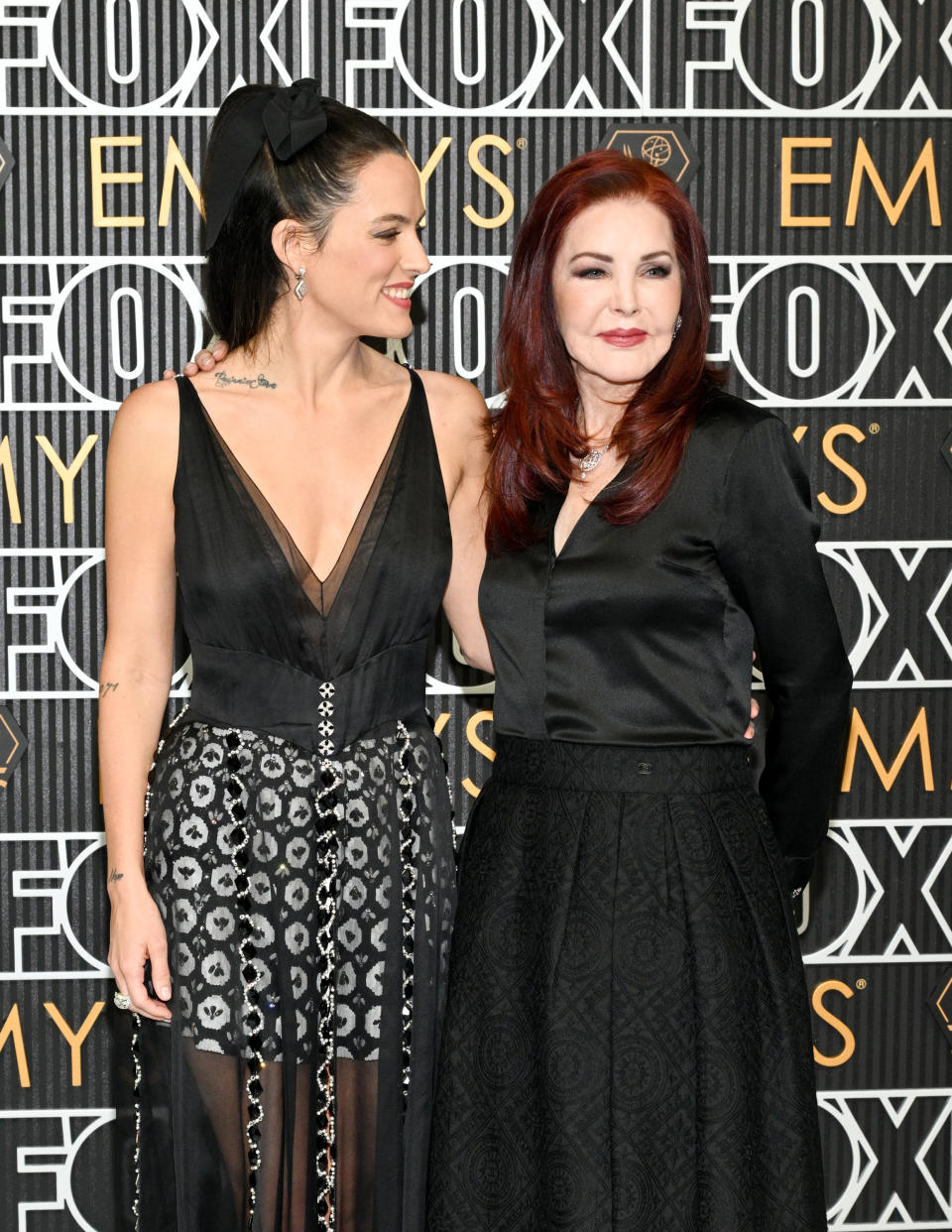 Riley Keough and Priscilla Presley at the 75th Primetime Emmy Awards held at the Peacock Theater on January 15, 2024 in Los Angeles, California. (Photo by Michael Buckner/Variety via Getty Images)