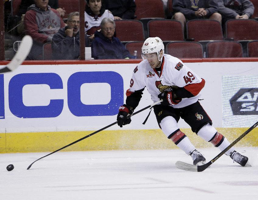 Ottawa Senators forward Christopher DiDomenico finally has his first NHL goal. (Rick Scuteri/AP)