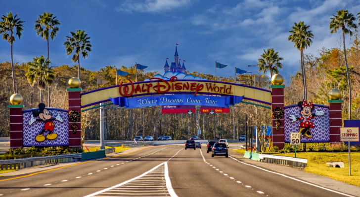 Entrance to Walt Disney World park. DIS stock.