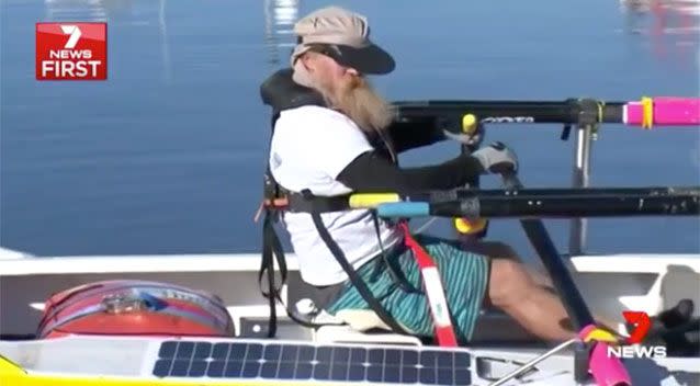 Rescue crews rushed to save kayaker Malcolm Skelton stranded off the NSW South Coast. Picture: 7 News