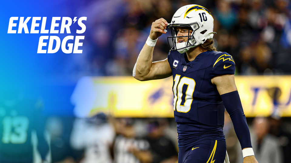 There's no way around it: Losing Justin Herbert for the season stinks for fantasy, reality and everything in between. On a emotionally loaded episode of 'Ekeler's Edge' the L.A. RB opens up to Matt Harmon about what Herbert means to him as teammate and a franchise QB after he sustained a season ending injury in Week 14. (Credit: Katelyn Mulcahy/Getty Images))