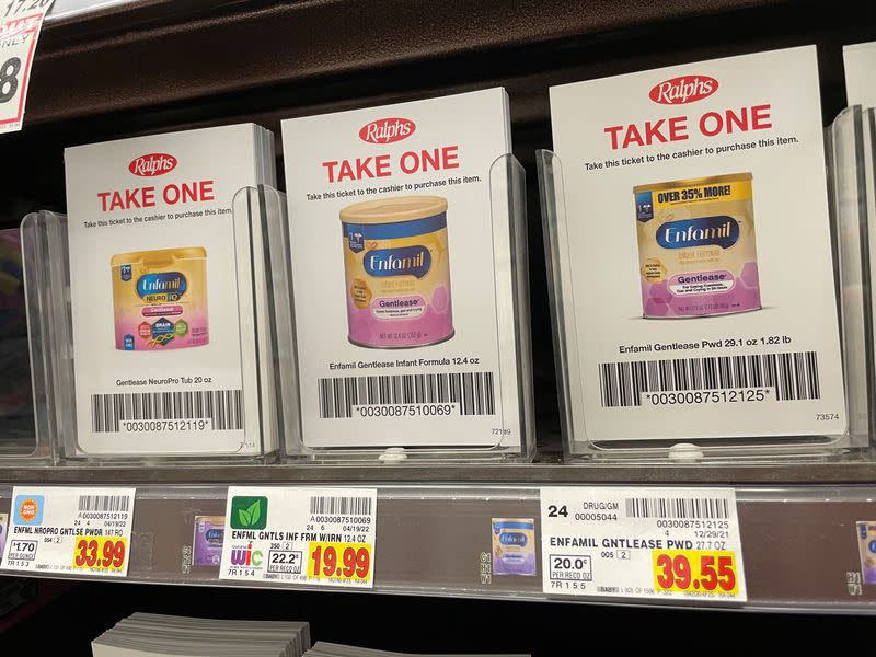 Enfamil baby formula, produced by Mead Johnson, is seen in a supermarket in Los Angeles